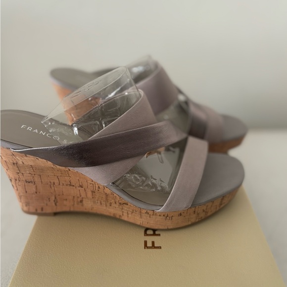 Franco Sarto Taupe and Brown Wedge Sandals - Picture 1 of 2